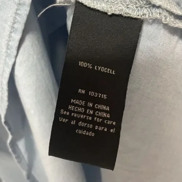 Zac & Rachel Women 2X Chambray Button Up Shirt Blue Tunic Roll Tab Sleeve Top - Picture 7 of 9